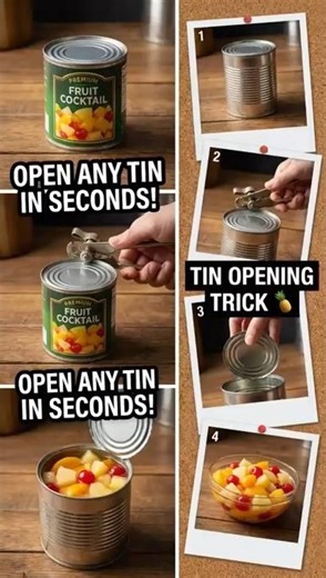 No More Struggle! Fruit Tin Opening Trick in Seconds 🍍 #tinopener #tin #hackshorts