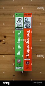 Trainspotting, original VHS home video release in iconic packaging design, along with follow up release. Great example of this popular but defunct video format Stock Photo - Alamy