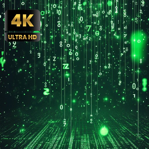 Matrix Pixel Rain Screensaver – Neon Cyber Digital Falling Code, Retro Tech Rain Animation for Smart TV And Fire Devices