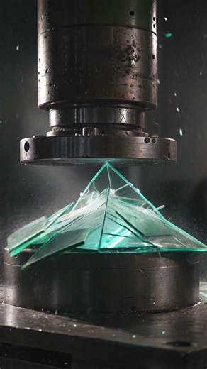 Hydraulic Press vs Glass Pyramid (Neon Core Shatter) 🔺💥