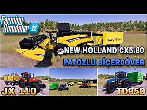 NEW HOLLAND CX5.80 PATOZLU BİÇERDÖVER VE İKİ YENİ ASLAN FARMING SIMULATOR 22 MOD / #55_ragnar