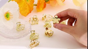 CWJCYTNSN 16PCS Small Metal Hair Clips Gold Mini Hair Claw Clip Tiny Hair Clips for Thin Thick Hair, Cute Flower Heart Bows Hair Clips, Nonslip Bangs Hair Accessories for Women Girls