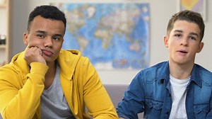 Two Bored College Students Watching Daytime Tv Soap Opera and Eating Popcorn Stock Footage - Video of eating, device: 142314778