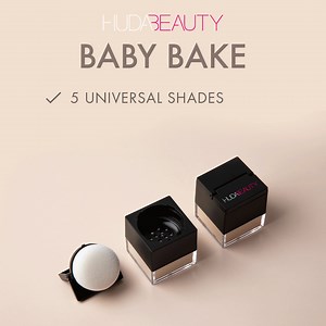 68K views · 150 reactions | MEET BABY BAKE ✨ The cult-favorite Easy Bake Loose Setting Powder is now available in the cutest mini size! This ultra-refined light and silky texture blends seamlessly into the skin, leaving it matte & luminous and controls shine throughout the day  It also comes with a built-in sponge for that easy application on-the-go! | Huda Beauty | Facebook