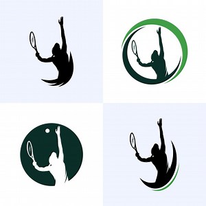 Set of tennis player logo design template