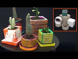 DIY Amazing Flower Pots | How to make a flower pot from a cardboard box and putty