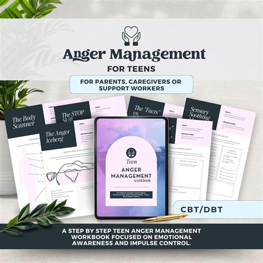 Anger Management Therapy for Teens, Emotional Regulation Worksheets, Impulse Control Exercises, CBT, DBT, for Parents, Therapist, Workbook - Etsy