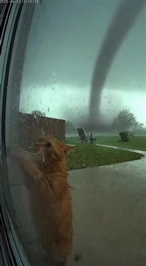 CCTV Capture Very Sad Moment Of CatThe cat was begging to get inside in afternoon in heavy rain and tornado backside and then suddenly tornado pull her inside very fast captured by CCTV