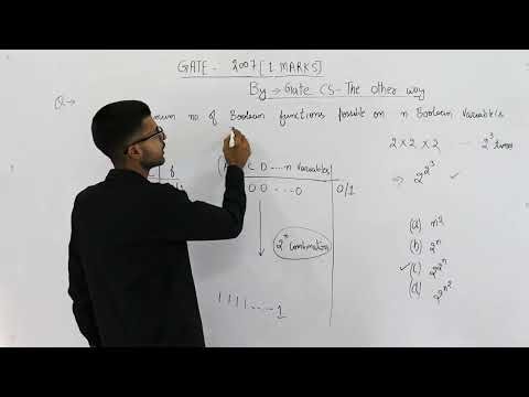 Gate 2007 pyq DIGITAL | What is the maximum number of different Boolean functions involving n