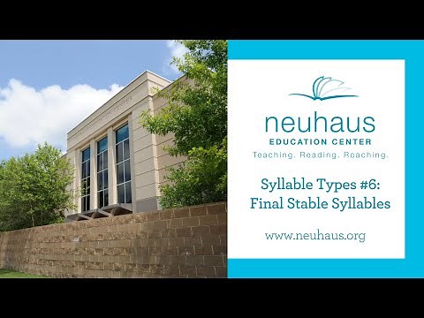 Syllable Types #6: Final Stable Syllables