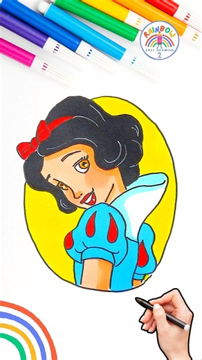 Draw Cute Disney Princess | Draw Snow White Wow Tutorial 🌈👸🏻 #disney #drawing #forkids #kids