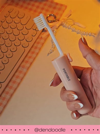 cute portable toothbrush with toothpaste dispenser 🩷 perfect for my travels #toothbrush #travel #hygiene #dental