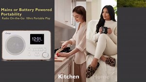 Lemega IR1S Internet Radio with Podcasts & Bluetooth – FM Radio, 150 Presets, Alarm Clock Radio, Compact Kitchen Radio with Full Colour Display, Mains or AA Battery Powered