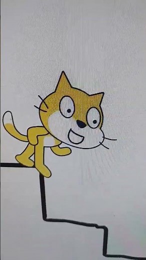 scratch cat goes down the stairs but it goes WRONGLY AND BADLY😭🥀 #hurt #bruh #noooooo #sorry