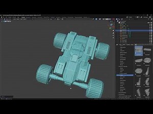 Hard Surface Modeled Kitbash Demo of Sci Fi Mecha Truck in Blender