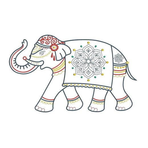 Elephant Machine Embroidery Design | Mandala Line Art Machine File (digital Download) - Etsy