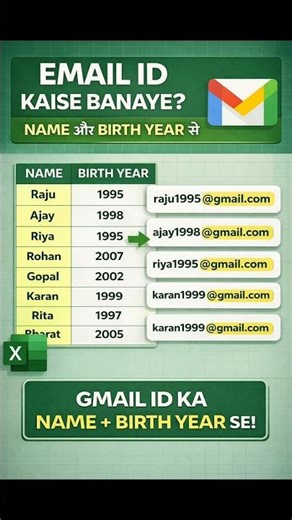 Create Email ID User Name in Excel #excel​ #exceltips​ #exceltutorial​ #msexcel​