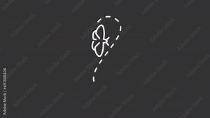 Animated moth white icon. Flying creature white line animation. Nocturnal exploration and mystery. Night insect. Black illustration on white background. HD video with alpha channel. Motion graphic