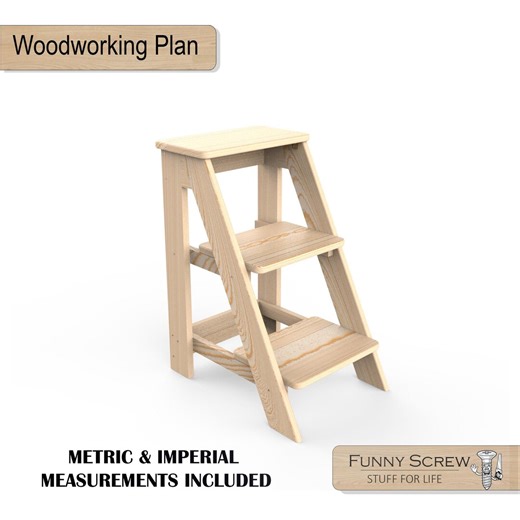 Wooden Step Stool Woodworking Plan PDF | DIY Step Stool Plans | Two Step Stool | Small Wooden Ladder | Metric & Imperial - Etsy Australia