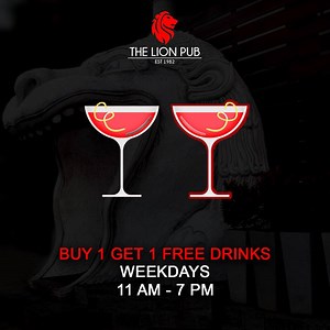 2 for 1 cocktails on weekdays between 11am – 7pm. T&C apply | LIONS