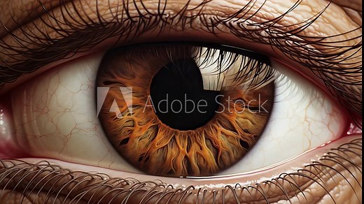 Detailed Brown Human Iris Close-Up. Seamless Looping Video Animated Background. 4K High Resolution