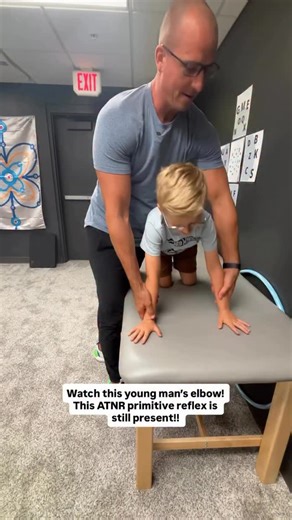 Dr. Josh Madsen D.C., FIBFN-FN on Instagram: "This is a reflex test… Its called the Aysmmetrical Tonic Neck Reflex (ATNR). This reflex should normally integrate (go away) by around 6 months of age. If it’s still present later, it can affect posture, hand-eye coordination, and even reading and writing skills. You can check this on your child by having them in a “puppy push-up” position, gently turning their head side to side, and watching to see if their arms straighten or bend in response. For m