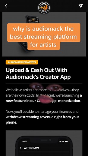 you heard correctly, upload & cash out 💸 it’s that simple. tap in w/ the audiomack creator app now 📈 #audiomack #streamingapp #musicstreaming #music #artists #newmusic #money #monetization