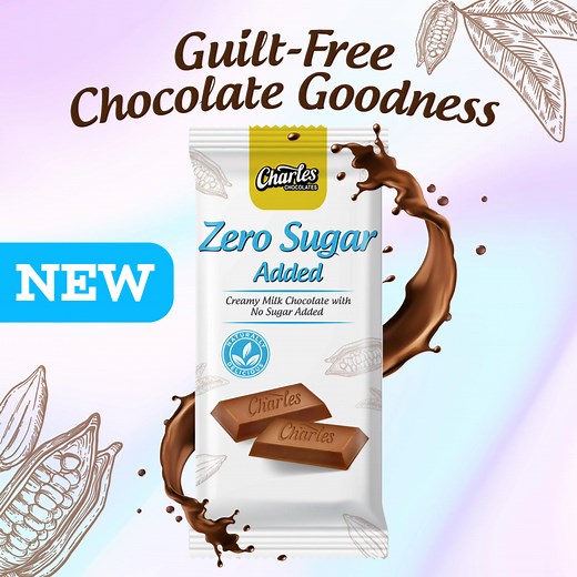 Pure chocolate pleasure, reimagined! 🍫✨ Savor the rich taste you love, now with Zero Sugar Added. Perfectly crafted for your cravings. 💚 #ZeroSugarAdded #GuiltFreeChocolate | Charles Chocolates