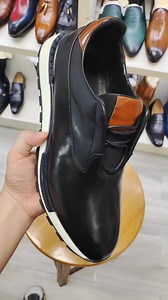 Genuine Cowhide Leather Men's Sports Casual Shoes Non-slip Sole Men's Leather Shoes Smooth Upper Elastic Band Sneakers