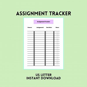 Assignment Tracker Student Planner | US Letter PDF | Instant Download - Etsy UK