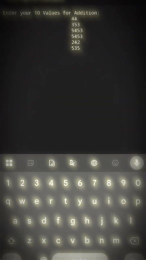 #programming using array get 10 value form and in last program give addition and avg#codinglife