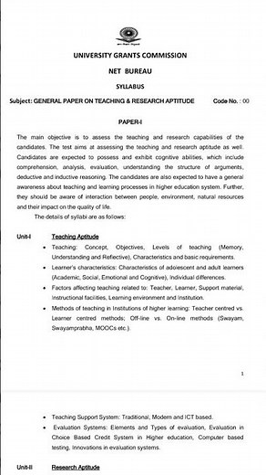 UGC NET Paper 1 Syllabus 2025 | New Updated Syllabus | NTA UGC NET 2025 Exam Pattern