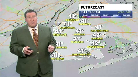Rain and mild conditions to start our Thursday but a big drop in temperatures in the afternoon for Brooklyn