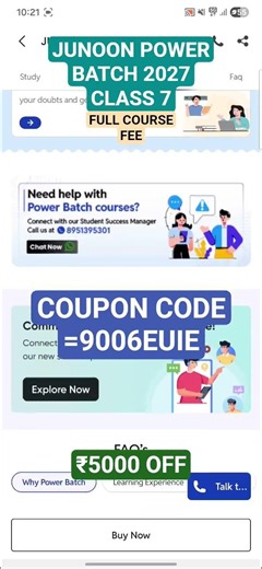PW JUNOON POWER BATCH 2027 CLASS7TH FULL COURSE FEE ₹1000 OFF COUPON CODE=9006EUIE,7070CKQE,6203UBFE