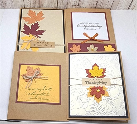 Set of 4 Fall Cards, Handmade Thanksgiving Cards, Handmade Autumn Cards, Thanksgiving Cards, Autumn Leaves, Happy Thanksgiving, Greeting - Etsy