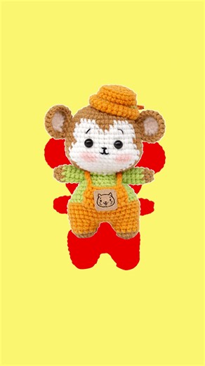Who can put this cute little monkey in the red box?#crochet #crochetkeychain #crochettiktok #crochetdoll #keychain