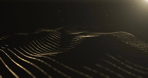 Movement abstract gold digital waves and particles. technology background. 4k . Seamless loop