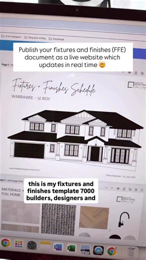If you’re still sending your fixtures finishes (FFE) schedules as a static PDF the second you hit send, it’s out of date ⤵️ That means version control issues and the risk of people on site working from the wrong document. But there’s a smarter way!! With my FFE template you can publish your schedule as a live website instead of a PDF. That means: ✅ Every change is instantly updated in real time ✅ Everyone on the project team always has the latest version ✅ No back and forth emails with “updated 