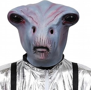 Alien Maske Latex – Sci-Fi Vollmaske Atmungsaktiv für Karneval/Fasching/Halloween/Cosplay, Partys & Horror-Events (Einheitsgröße)‌