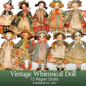 Printable Vintage Paper Dolls – 15 Cut Out for Collage, Junk Journals and Scrapbooking – Paperprintspro - Etsy
