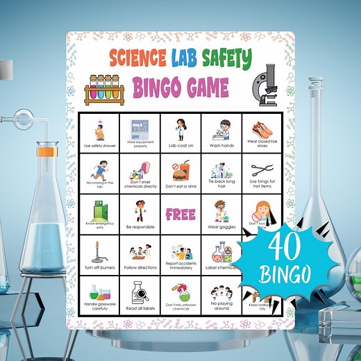Science Lab Safety Bingo Game | STEM Classroom Activity for Kids | Printable Science Safety Rules Learning Game - Etsy