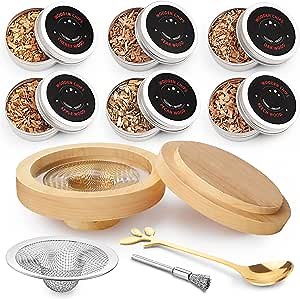 Cocktail Smoker Kit with Wood Chips, Old Fashioned Smoker Kit Drink Whiskey Smoker Infuser Kit for Cocktail, Infuse Whiskey, Wine, Bourbon Smoker Kit, Meat