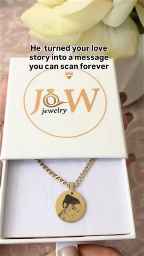 Engraved Photo Necklace + QR Code Love Story Birthday Gift 💖 (She Can Scan Forever)