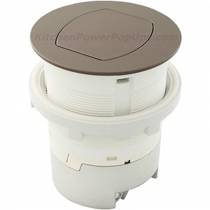 Dual Sided Pop Up Counter Power Outlet, 20A Plugs, Flush Mount, Brown