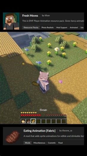 Minecraft move animation and eating animation
