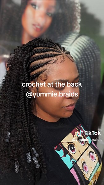 crochet at the back, french braids on the front @yummie.braids #chicagobraider #chicagobraiders #chicagohairstylist #crochetbraidstyles