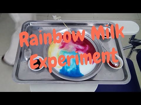 Experiment - Rainbow Milk: Surface tension, states of matter, attactive forces.