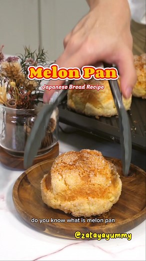 Melonpan is a type of Japanese sweetbun that resembles a melon. No it does not taste like a melon, but the cute appearance is sweet and crispy with its exterior cookie crust. It's actually kinda similar to a pineapple bun. I'm using Panasonic Bread Maker to knead and proof the bread dough and finishing it by baking it in the oven (I'm using Panasonic NN-DS59NB 27L 4 in 1 Grill Steam Microwave Oven). Melon Pan Makes 4 buns Ingredients: Dough: 150g bread flour 30g sugar 1 egg 50ml milk 1 tbsp milk