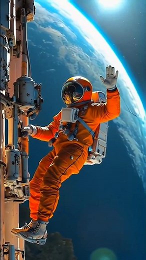 Astronaut Waves from Space! 🚀 Watch Stunning Earth View! #shorts