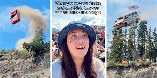 Alaskan town launches cars off a cliff in lieu of fireworks for the 4th of July: "I’ve been celebrating wrong this whole time"
